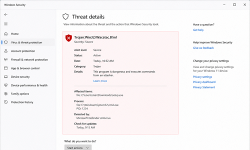 Threat found warning screen